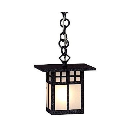 Arroyo Craftsman 6" Glasgow Pendant, Black, Almond Mica Glass GH-6AM-BK